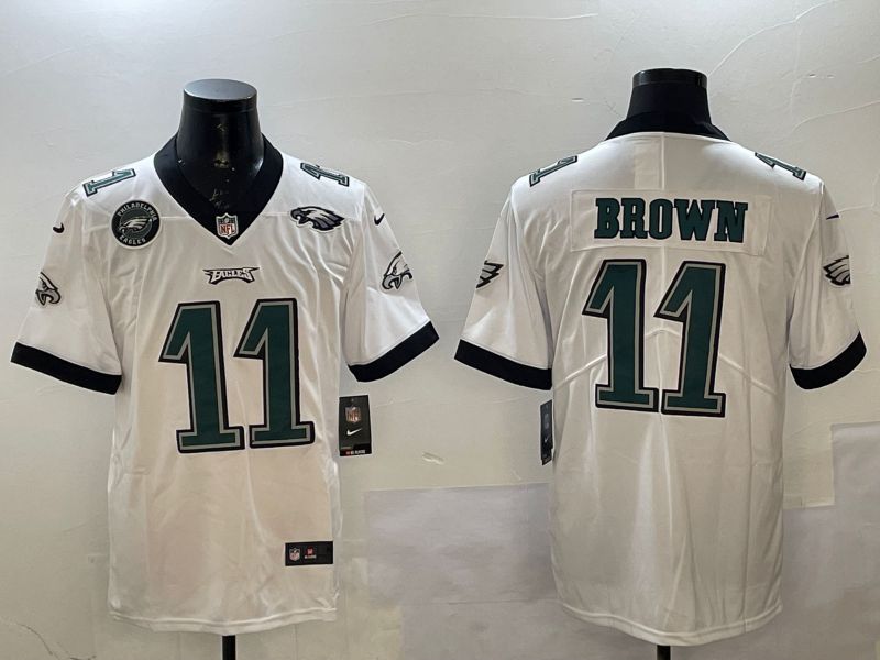 Men Philadelphia Eagles #11 Brown White Second generations 2025 Nike Vapor Limited NFL Jersey style 5->philadelphia eagles->NFL Jersey